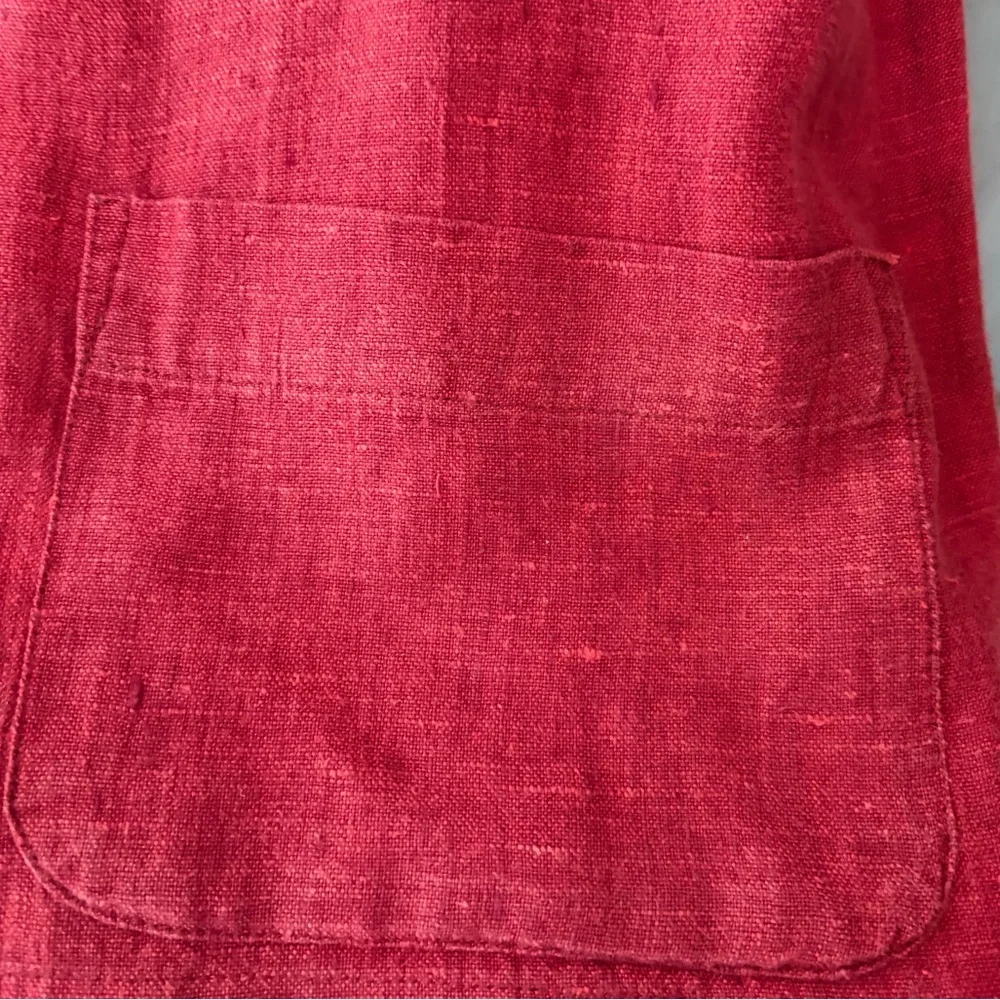 Dark Cherry Red 100% Linen Jacket with 2 patch pockets on front - Picture 5 of 13